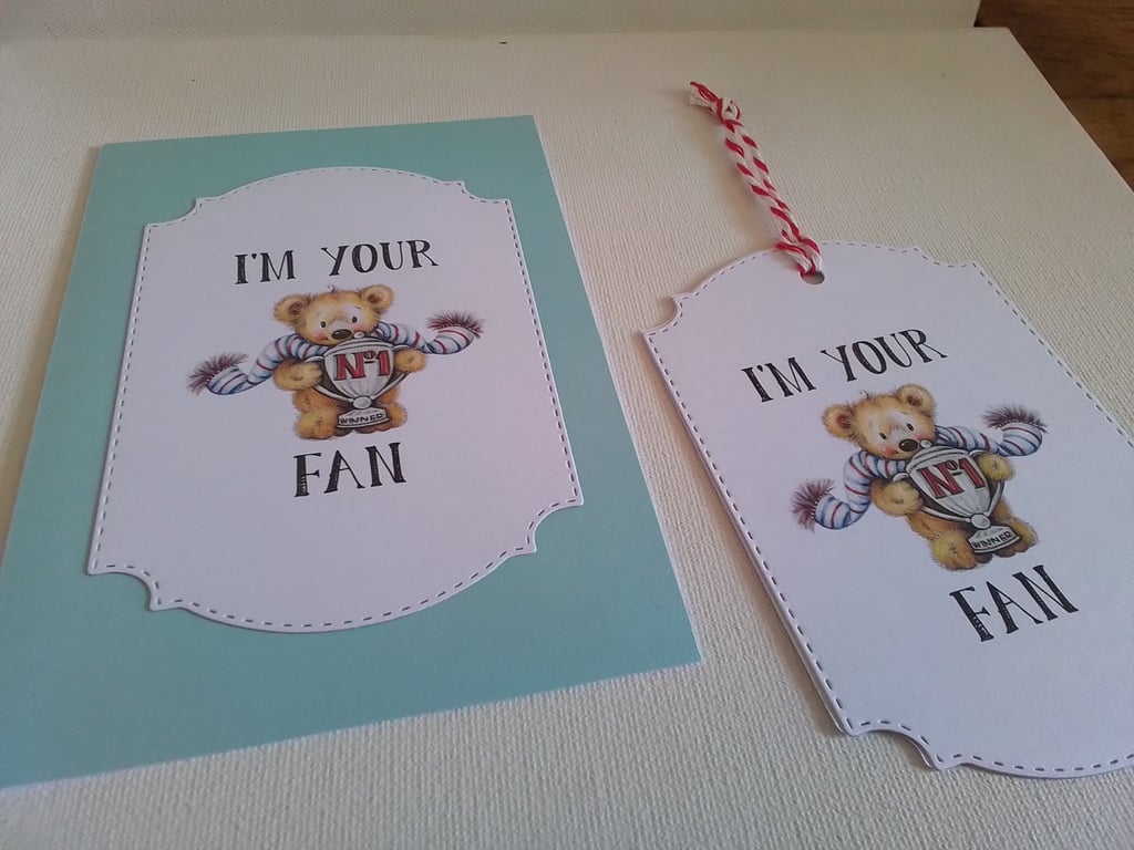 Card And gift tag set.  Sport theme. Ref 431