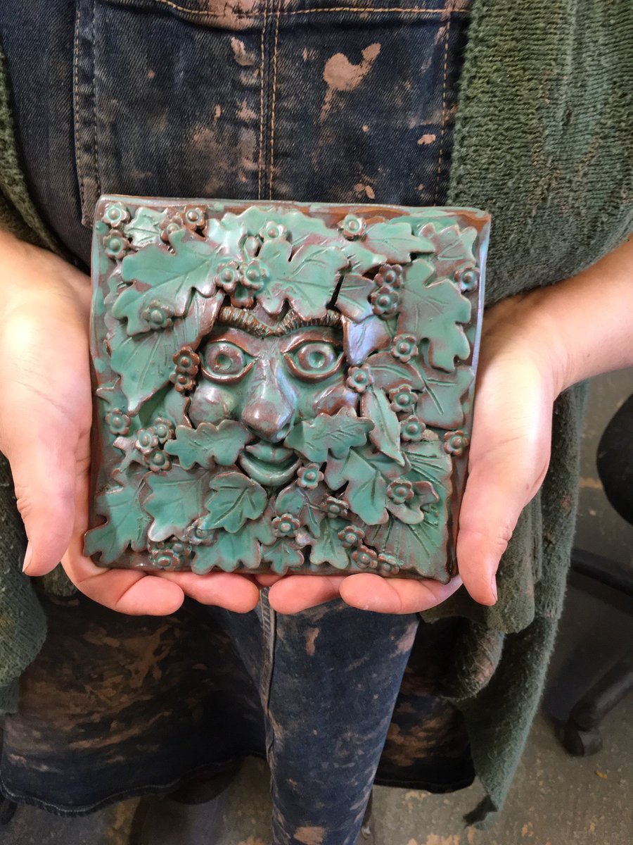 Green Man Wall Tile