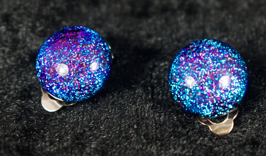 Magenta Blue Clip on earrings