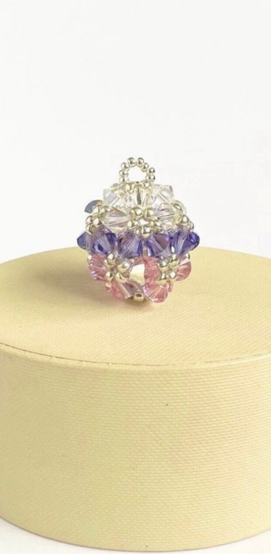 Handbag Charm, Crystal Pink Multi Coloured Orb, Initialled Chainmaille Keyring