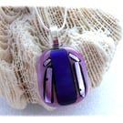 Dichroic Glass Pendant 083 Pink Purple Handmade with silver plated chain