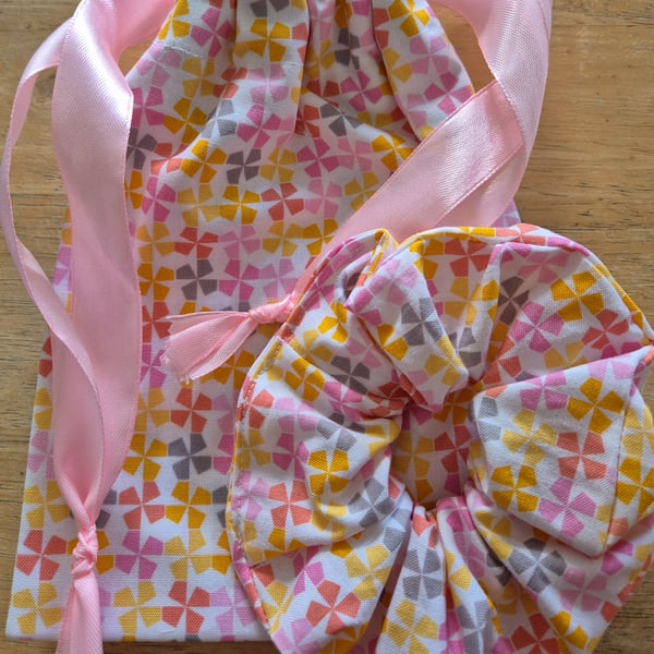 Handmade Scrunchie and Pouch Bag Set