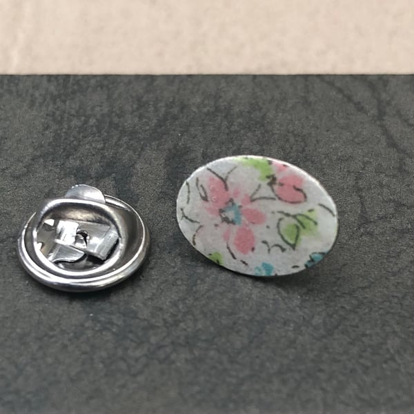 Reduced! Decoupage & enamel lapel pin