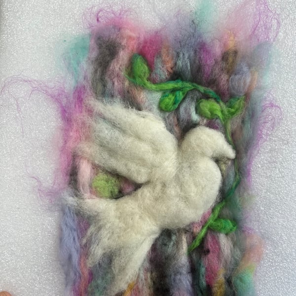 Wool painting Peace and Dove