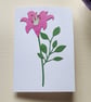 Fuschia Paper Lily - Flower Shop Moments, Blank Handmade Floral Card 