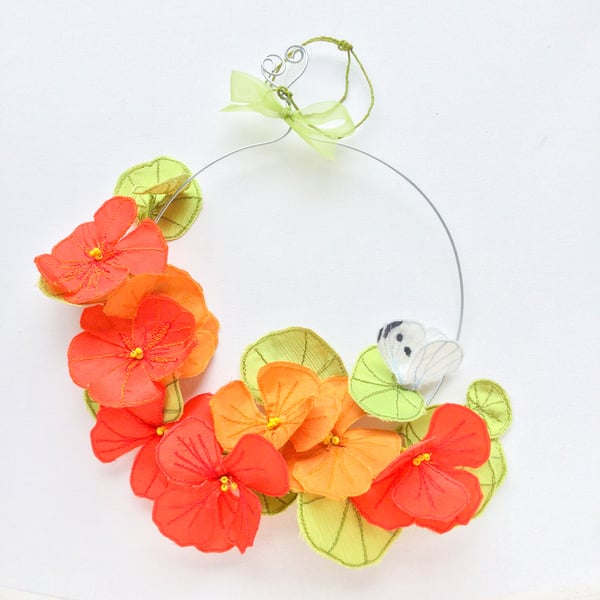 Floral wreath. Nasturtiums.