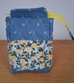 Lemons on blue quilted zipped pouch