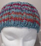 Hand Knitted stripey Merino Headband in Powder Blue  - Image 3
