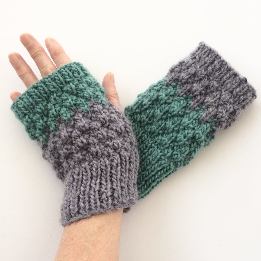 Purple Turquoise Fingerless gloves 