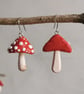 Half-Round Red Spotty Mushroom Earrings II - Image 5