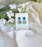 Blue Glitter Acrylic Hoop Earrings - Confetti Circle Statement Dangles - Image 2