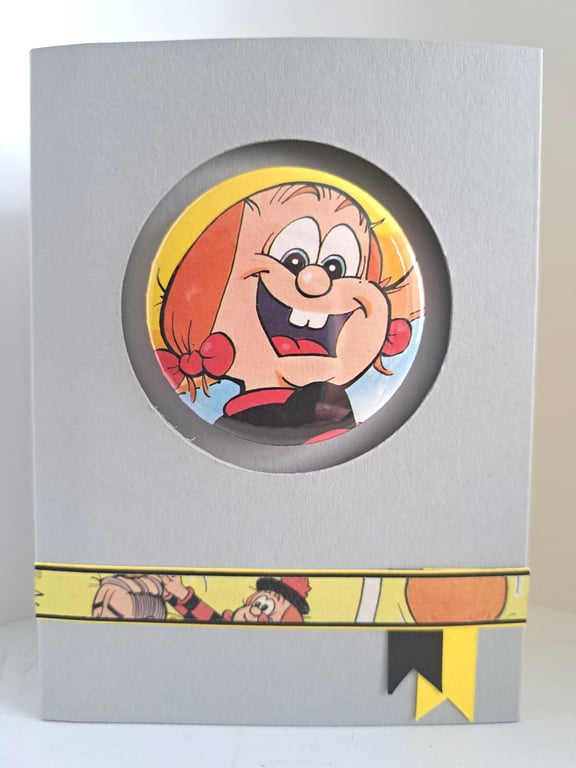 Minnie the Minx (from The Beano comic book) Badge and Greeting Card