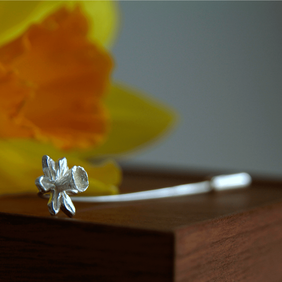 Daffodil Brooch, Spring Flower, Silver Pin, Mother's Gift, Handmade Jewellery
