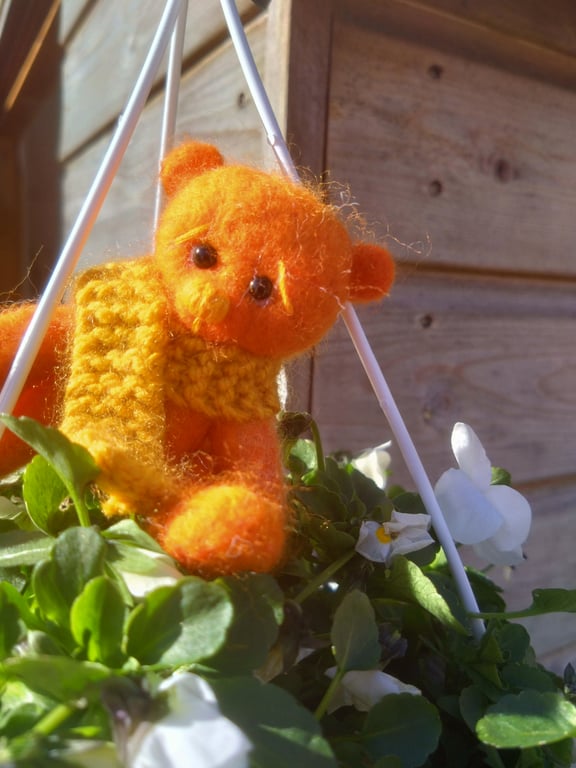 Needle felted tiny teddy bear