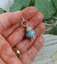 Blue Shimmer Glass Bead Pendant, Sterling Silver with Quartz - Chain is Optional - Image 4