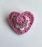 Crochet and Felt Heart Brooch