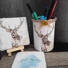 Desk tidy tin Coaster set -Stag
