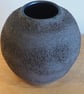 Dark charcoal lava texture vase, moon jar, handmade pottery - Image 1
