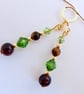 Tiger's Eye Earrings With Green Crystals - Handmade Gift, Anniversary, Leo  - Image 6