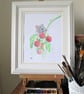 Cute Field Mouse and Raspberries art, original painting - Image 5