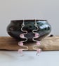 925 Silver & Pink Glass Cat Eye Dangle Earrings Earings Gift Jewellery Jewelry