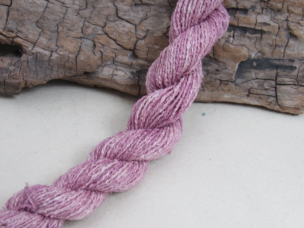 40m Natural Cochineal Dye Pink Bourette Noil 2-Single Ply Thread