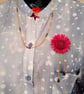 Burgundy Large Flower Convertible Pendant Brooch Garnet Necklace - Image 7