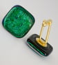 Dark Teal Glass Cufflinks - 4059 - Image 3