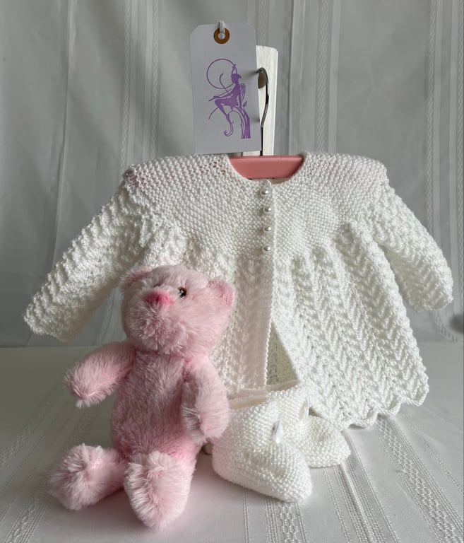 Handmade Traditional Matinee Jacket & Bootees