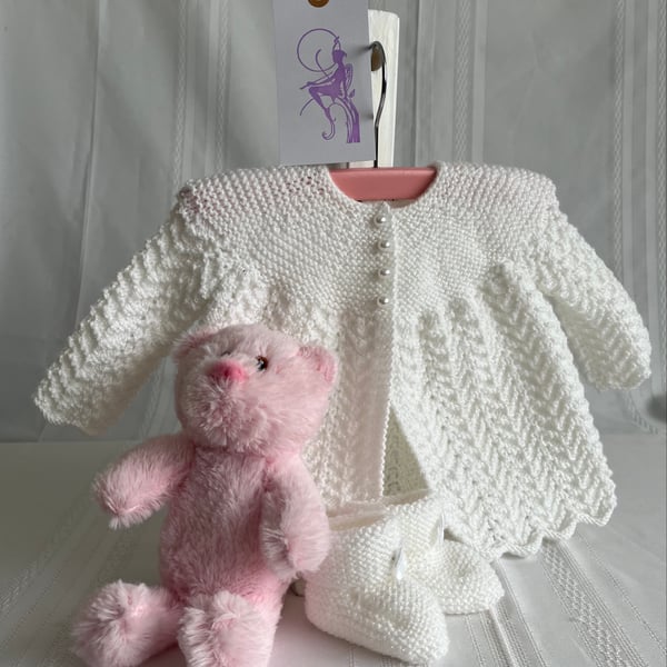 Handmade Traditional Matinee Jacket & Bootees