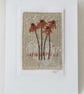 HAND EMBROIDERED GREETINGS CARD WINTER AUTUMN FLOWERS - Image 1