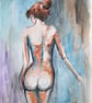Nude Woman Standing Original Colourful Painting - Image 1