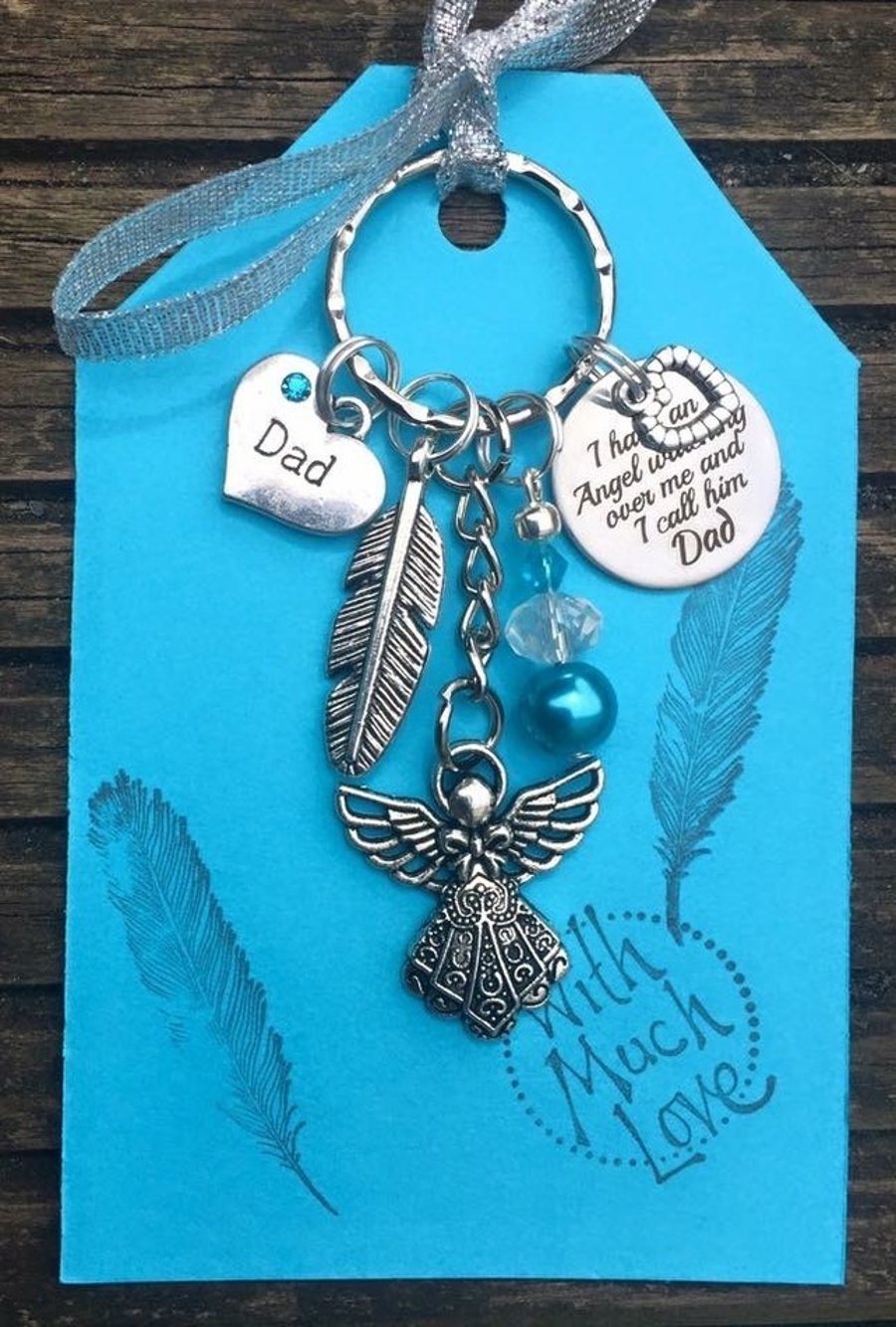 Dad Angel heaven memorial Keyring keychain 