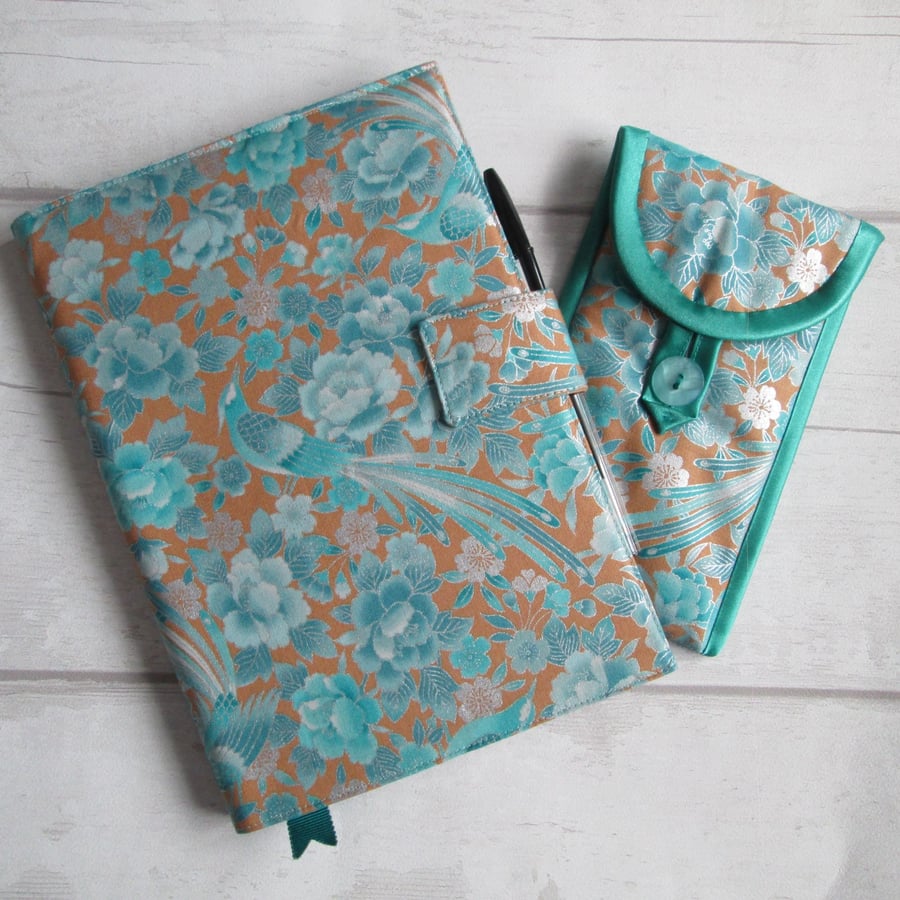 Gift Set - Oriental Blue Bird A5 Notebook & Glasses or Phone Case Set