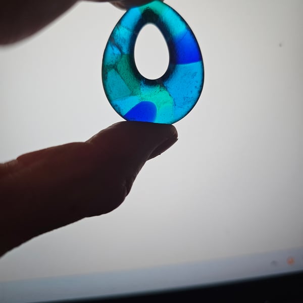Fused Glass Teardrop Pendant - Medium