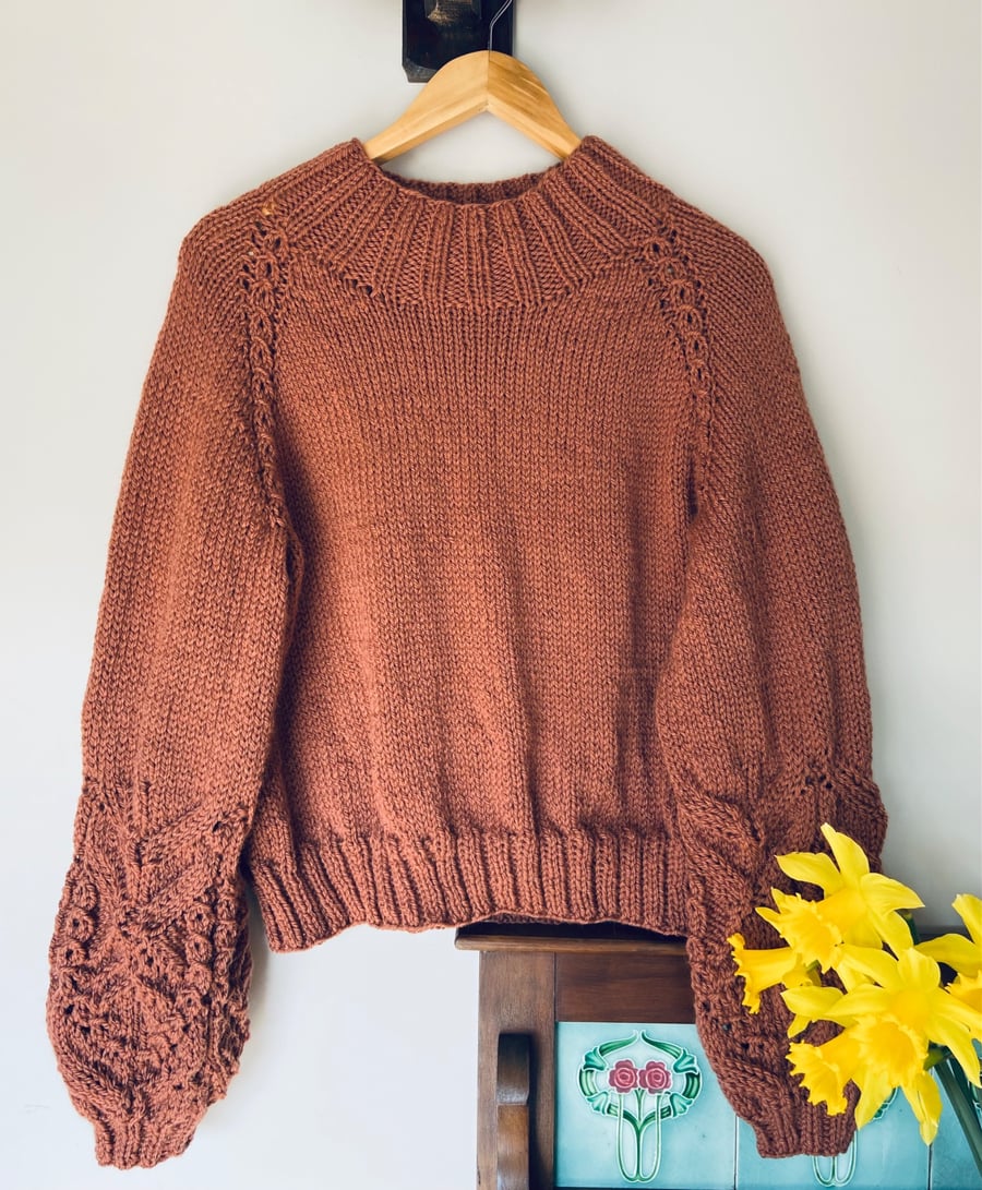Hand Knit - Ballon Sleeve - Terracotta 