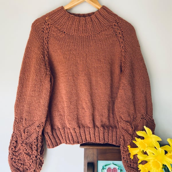 Hand Knit - Ballon Sleeve - Terracotta 