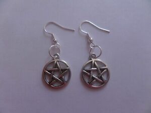 pentagram charm hook earrings