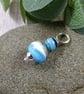 Blue Waves Glass Bead Pendant, Sterling Silver with Agate - Chain is Optional