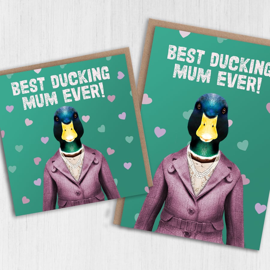 Duck Mother's Day card Best ducking mum, mom e... Folksy