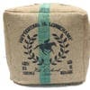 Eco-friendly Upcycled coffee sack bean bag seating cube French Racehorse