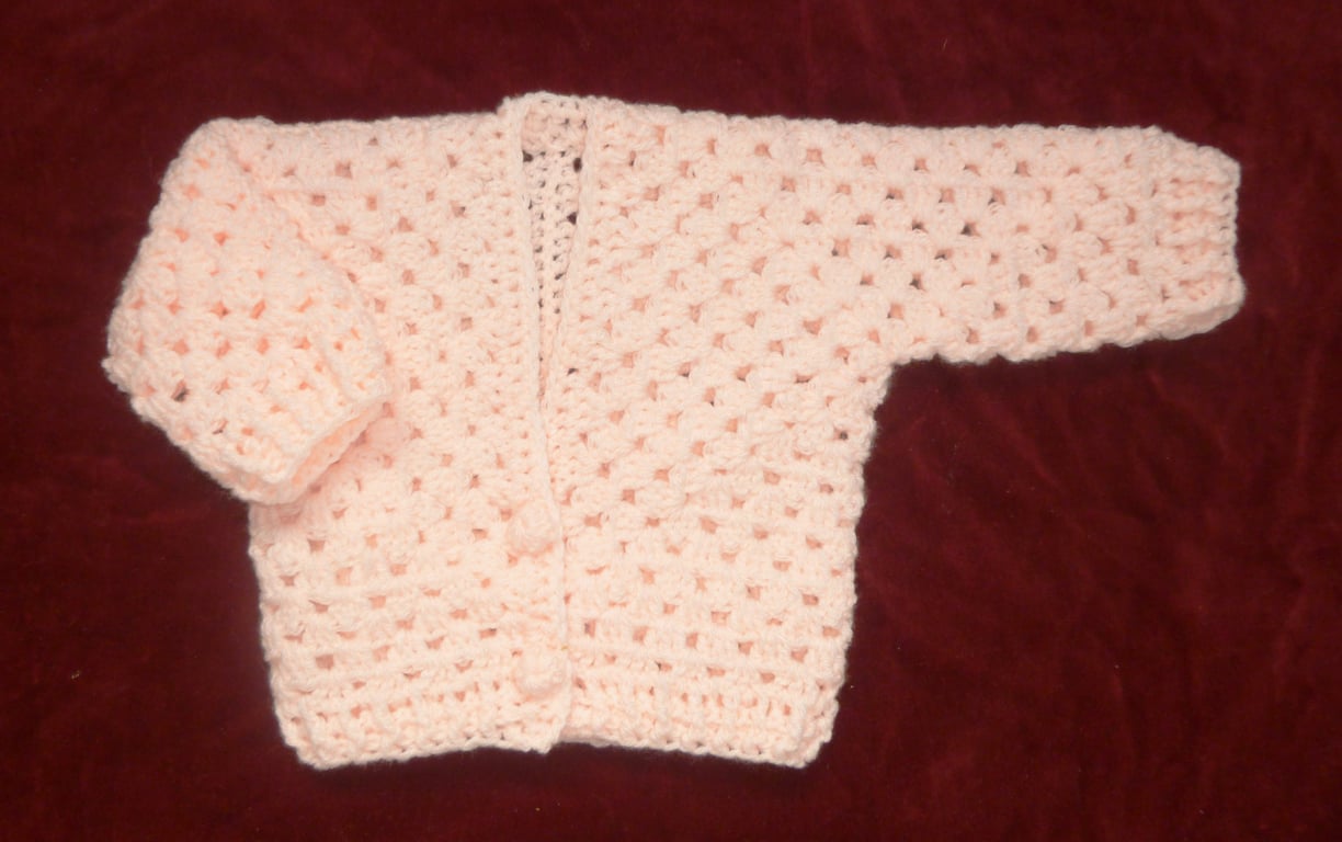 crochet peach baby v neck cardigan ( ref FA 533 Cr4 A1 )
