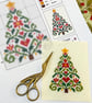 Simple Nordic Scandi Christmas Floral Fir Tree Counted Cross Stitch Pattern PDF 