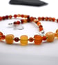 orange agate and lampwork glass beaded necklace