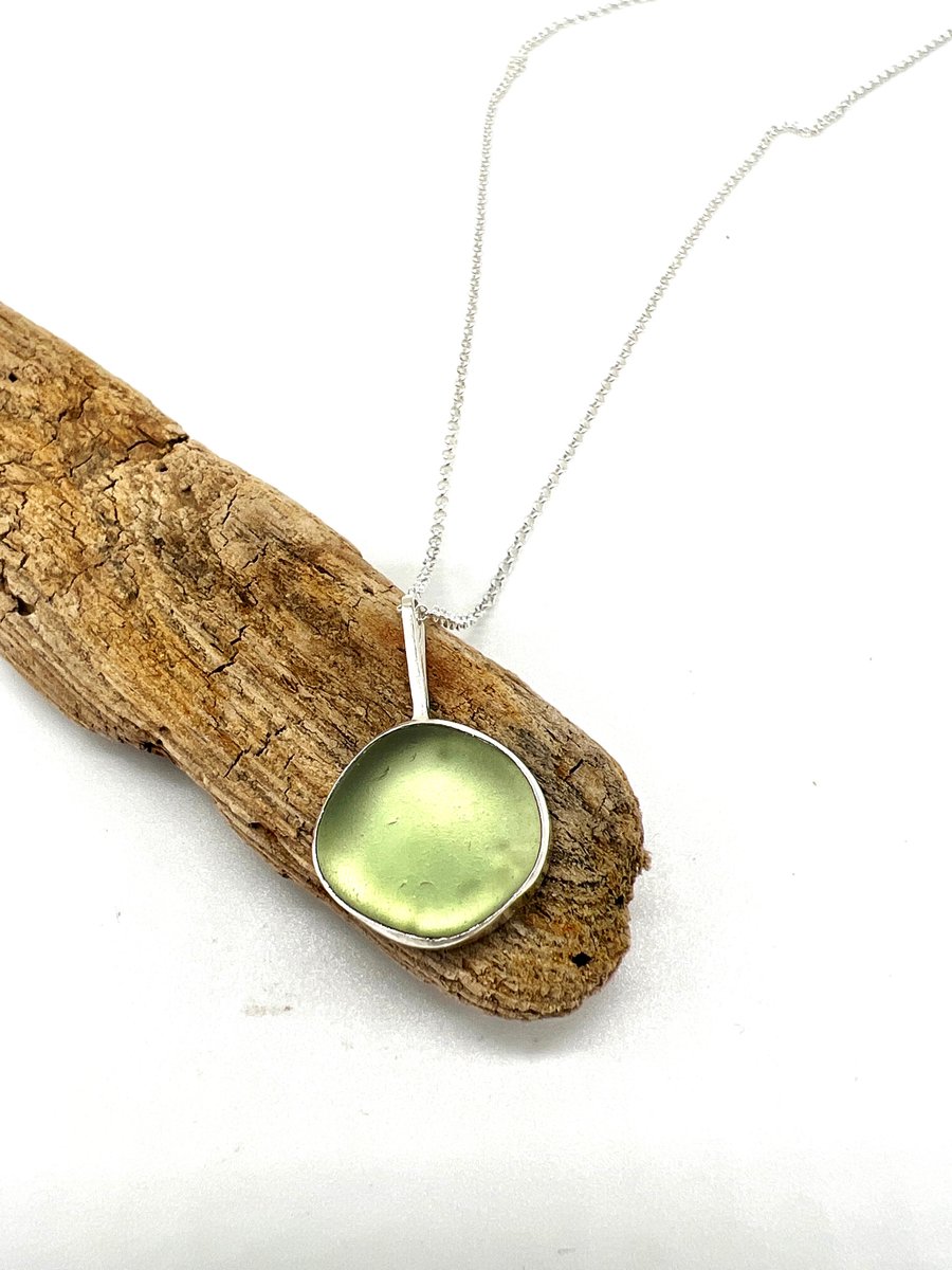 Light Green Sea Glass Necklace