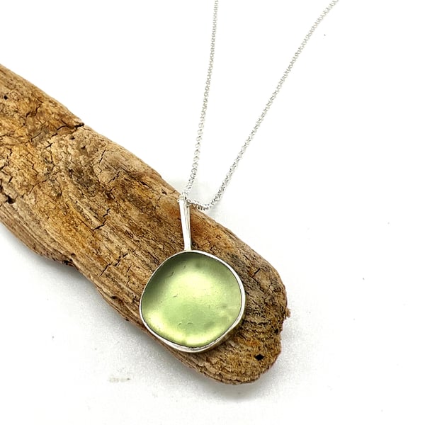 Light Green Sea Glass Necklace