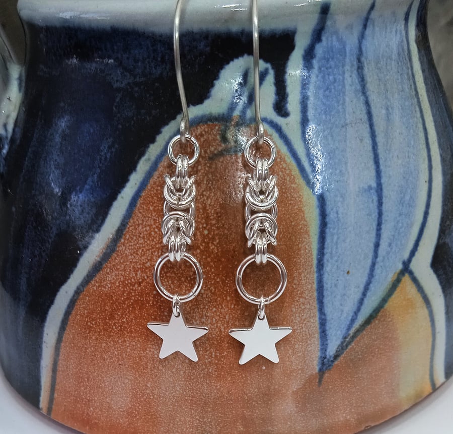 Sterling Silver Byzantine Star Earrings (ERSSDGCM2) - UK Free Post