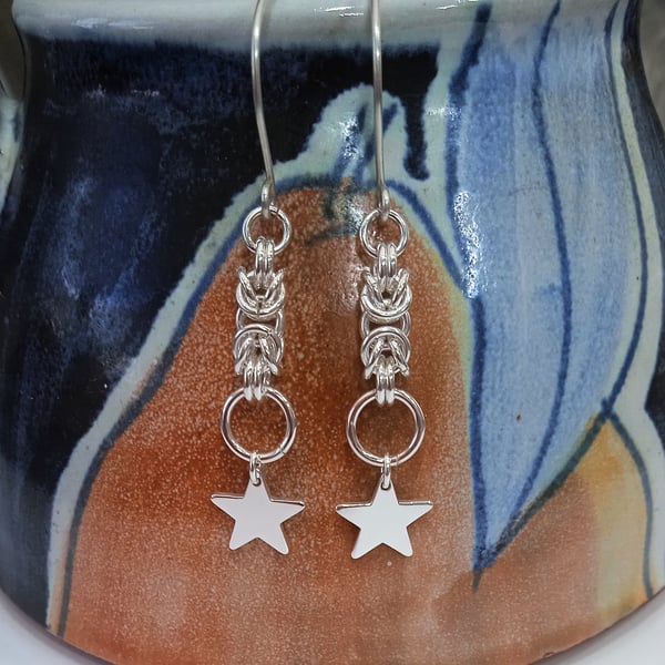 Sterling Silver Byzantine Star Earrings (ERSSDGCM2) - UK Free Post