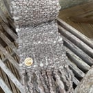Handspun and woven soft brown art scarf