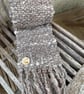Handspun and woven soft brown art scarf